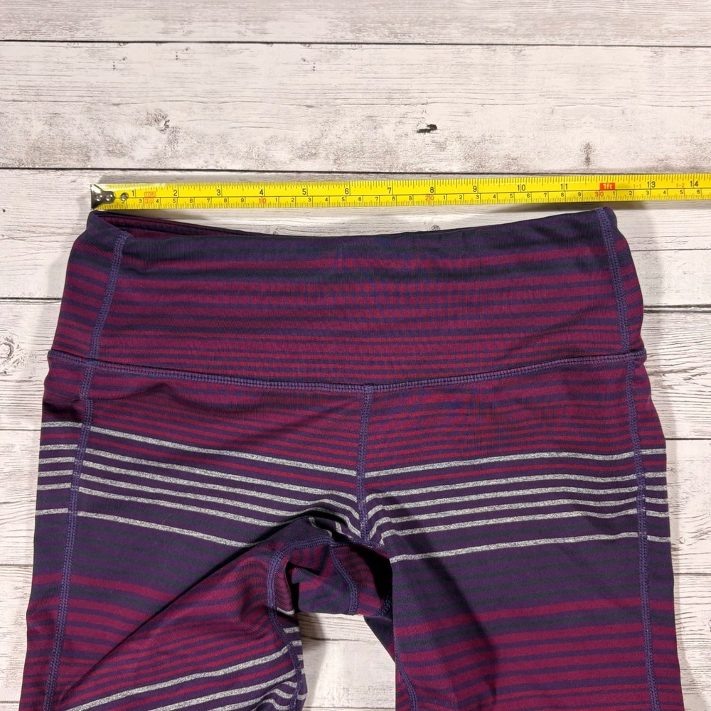 Athleta Striped High Rise Leggings Purple Burgundy Grey Small 349333-01 FA16 - Picture 6 of 11